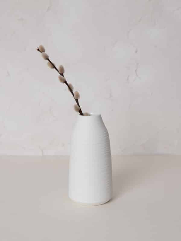 vase en porcelaine Pure blanc motif drapé fait main