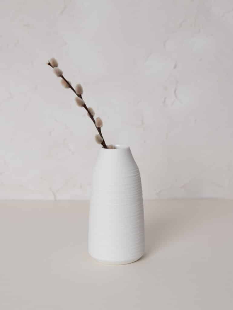 vase en porcelaine Pure blanc motif drapé fait main