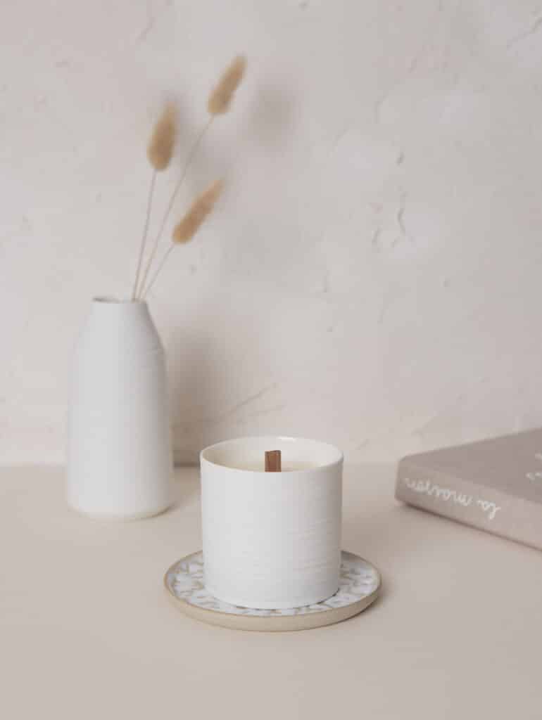 Bougie dans pot Pure porcelaine blanche cadeau luxe